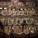 Aerial photo of burned homes